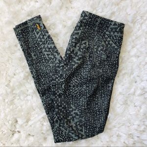 LUCY green abstract tribal print tights